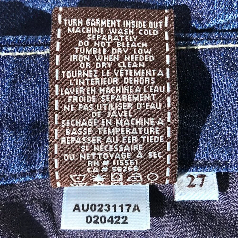 7 for All Mankind Jeans Women's Size 27 34 Blue Kimmie Straight Leg Dark Wash
